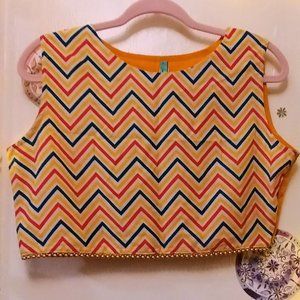 Janasya (L) Women's Cream Poly Crepe Crop Top